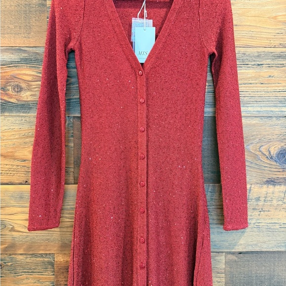 MISA Los Angeles Rafael V-Neck Cardigan with Sparkle Detail NWT - Picture 5 of 14